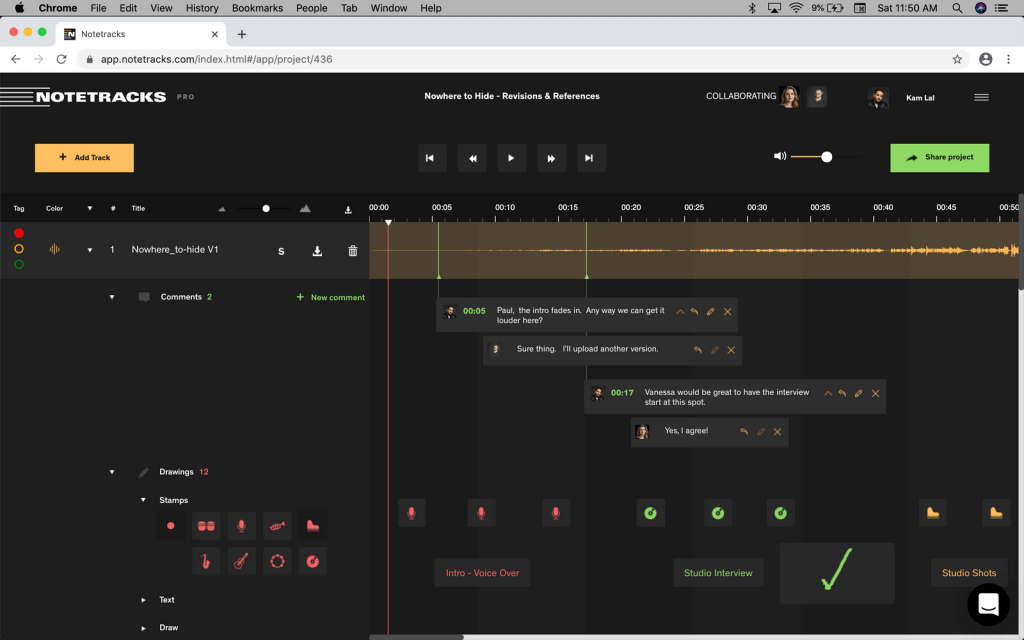 Collaborer sur fichiers audio